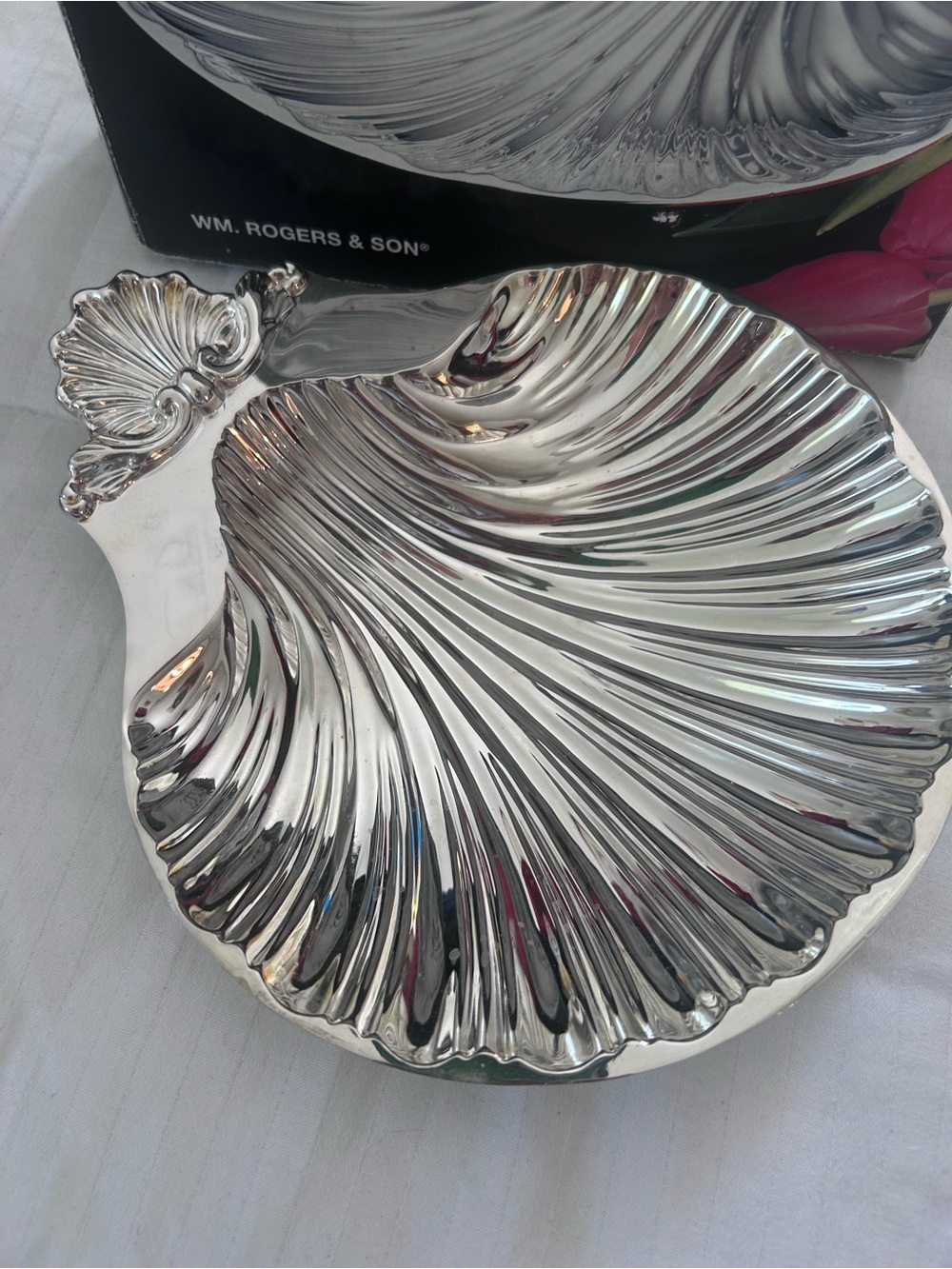 Vintage 1980s Perfect condition silver plated sea shell decorative tray - Picture 2 of 8